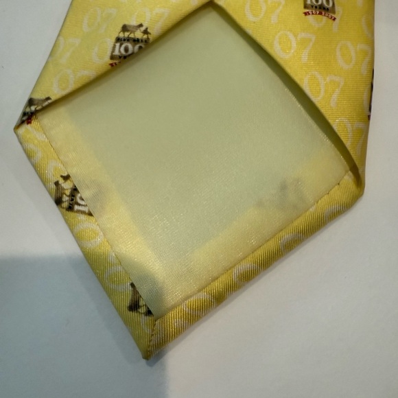 Rare Blue Bell Tie 100 Years Gold Yellow Ice Cream Rare 100% Silk - Picture 5 of 5